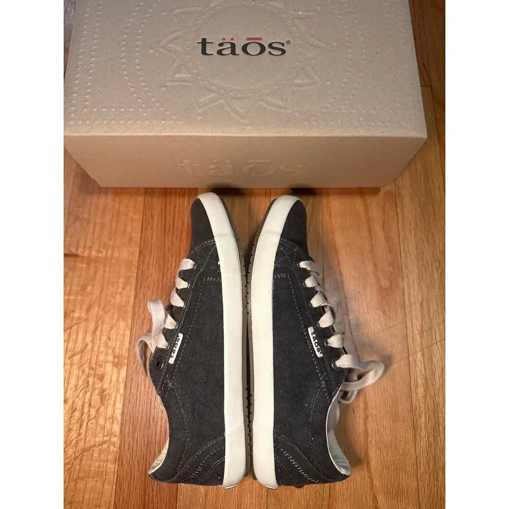 Taos Star Charcoal Wash Canvas Sneakers Womens Sz 7.5 M Comfort Shoes Box